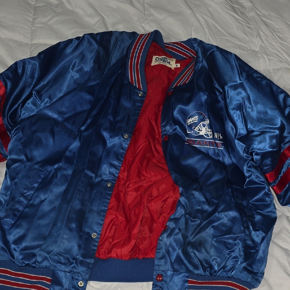 Starter Blue and Red NFL Giants Satin Jacket